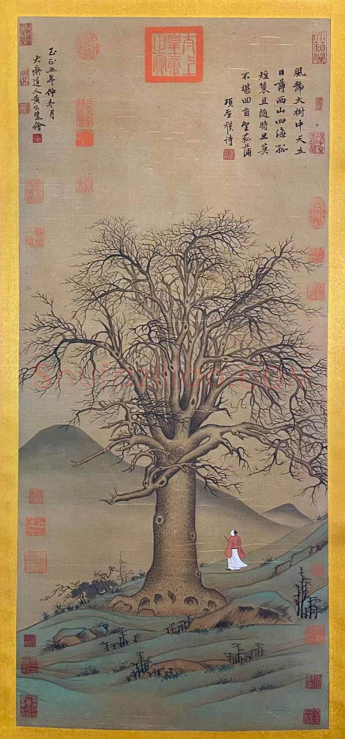 有序流传 朱痕累累——黄公望《枯木高逸图》 | 国画赏析