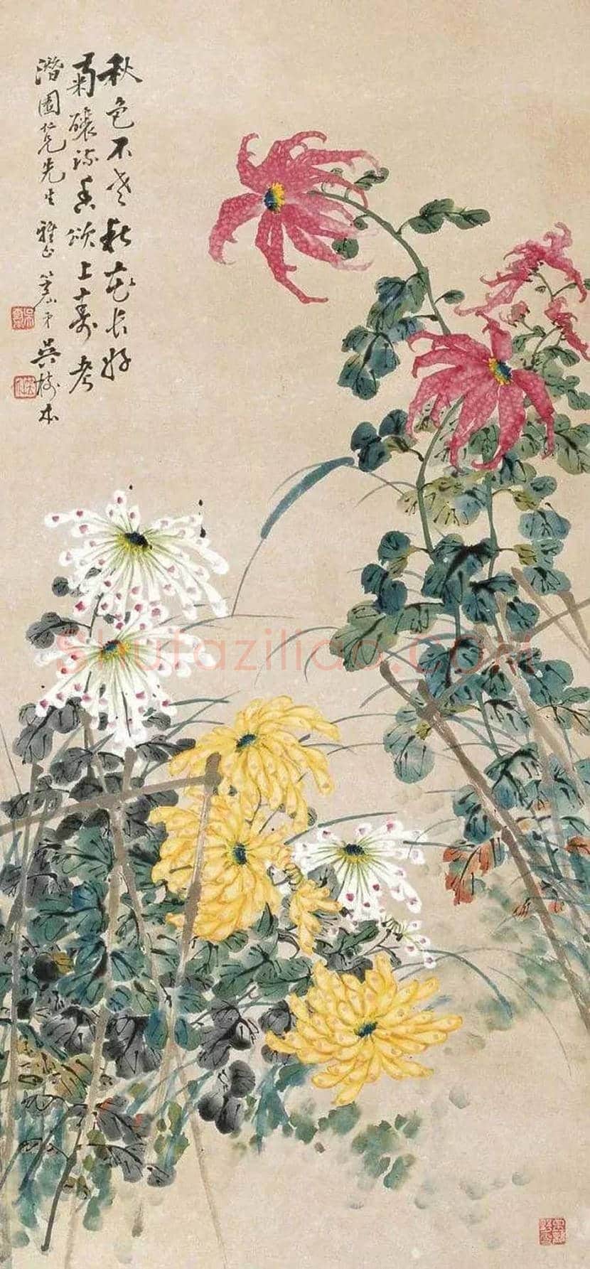吴笠仙菊花作品欣赏 | 书画百科