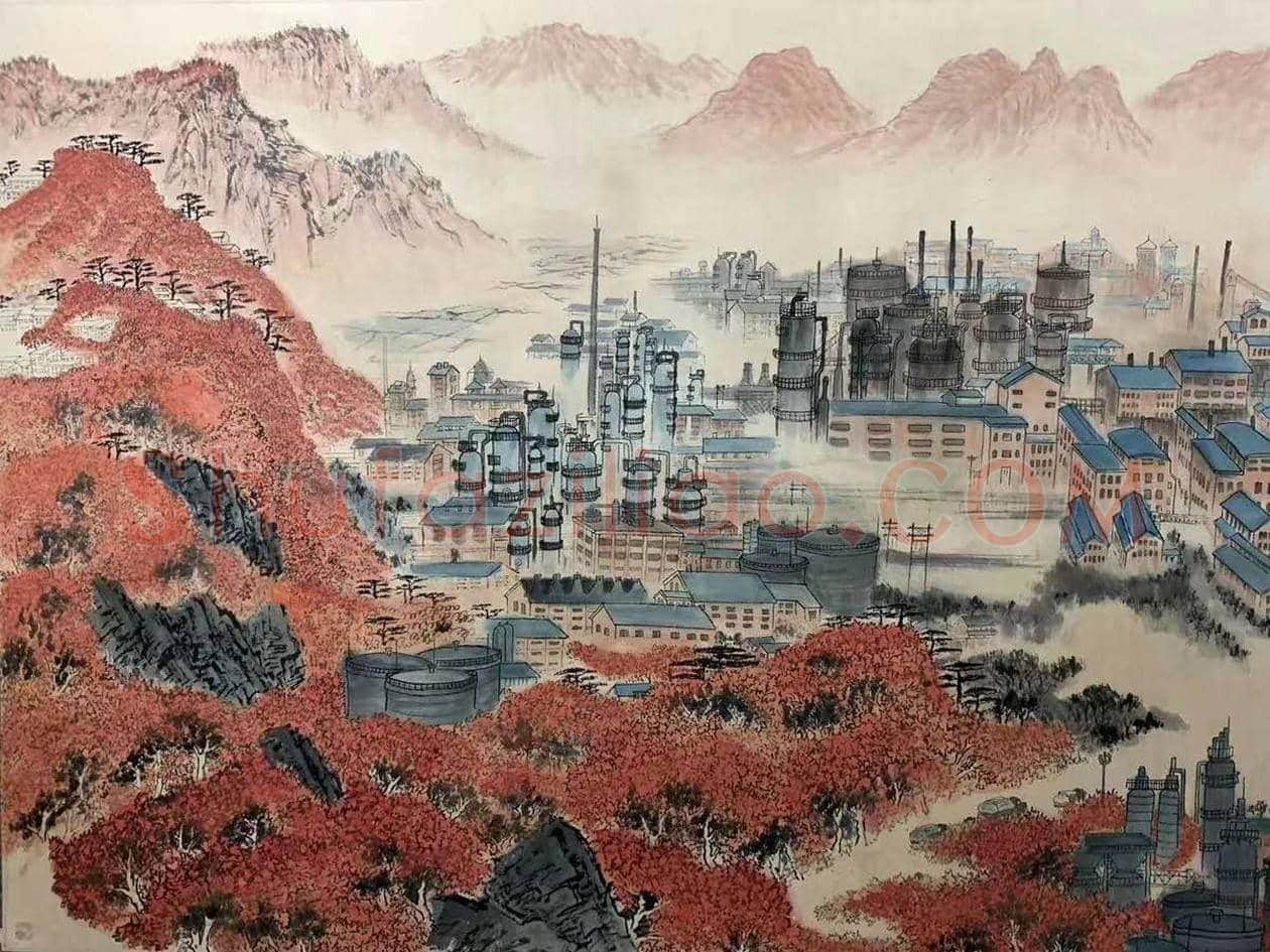 宋文治丈二巨作《南京石化》，经典重现 | 国画欣赏