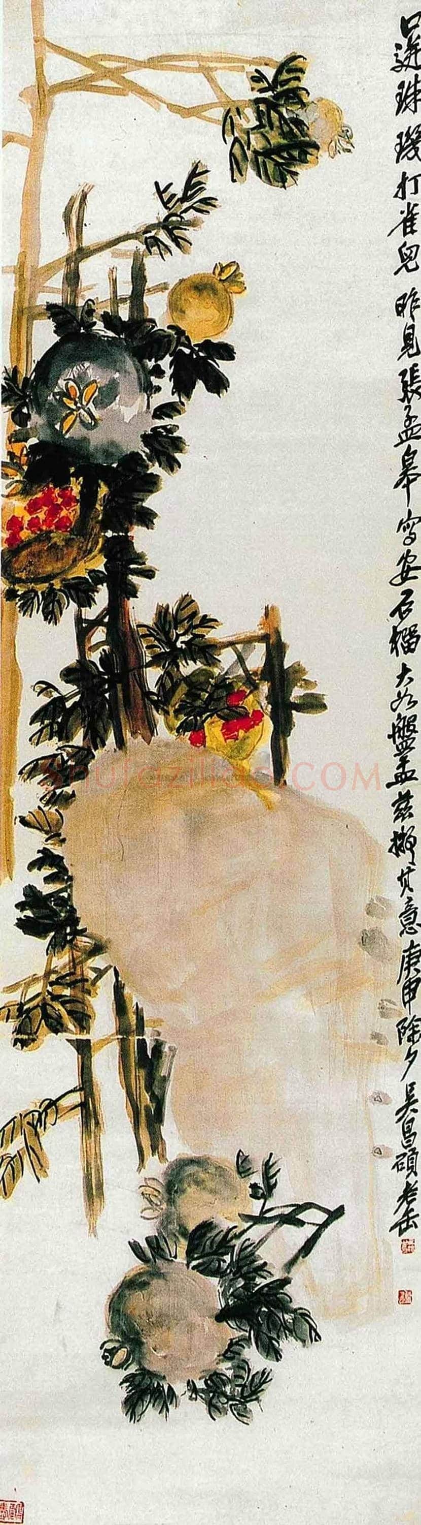 吴昌硕笔下的石榴图 | 书画资料