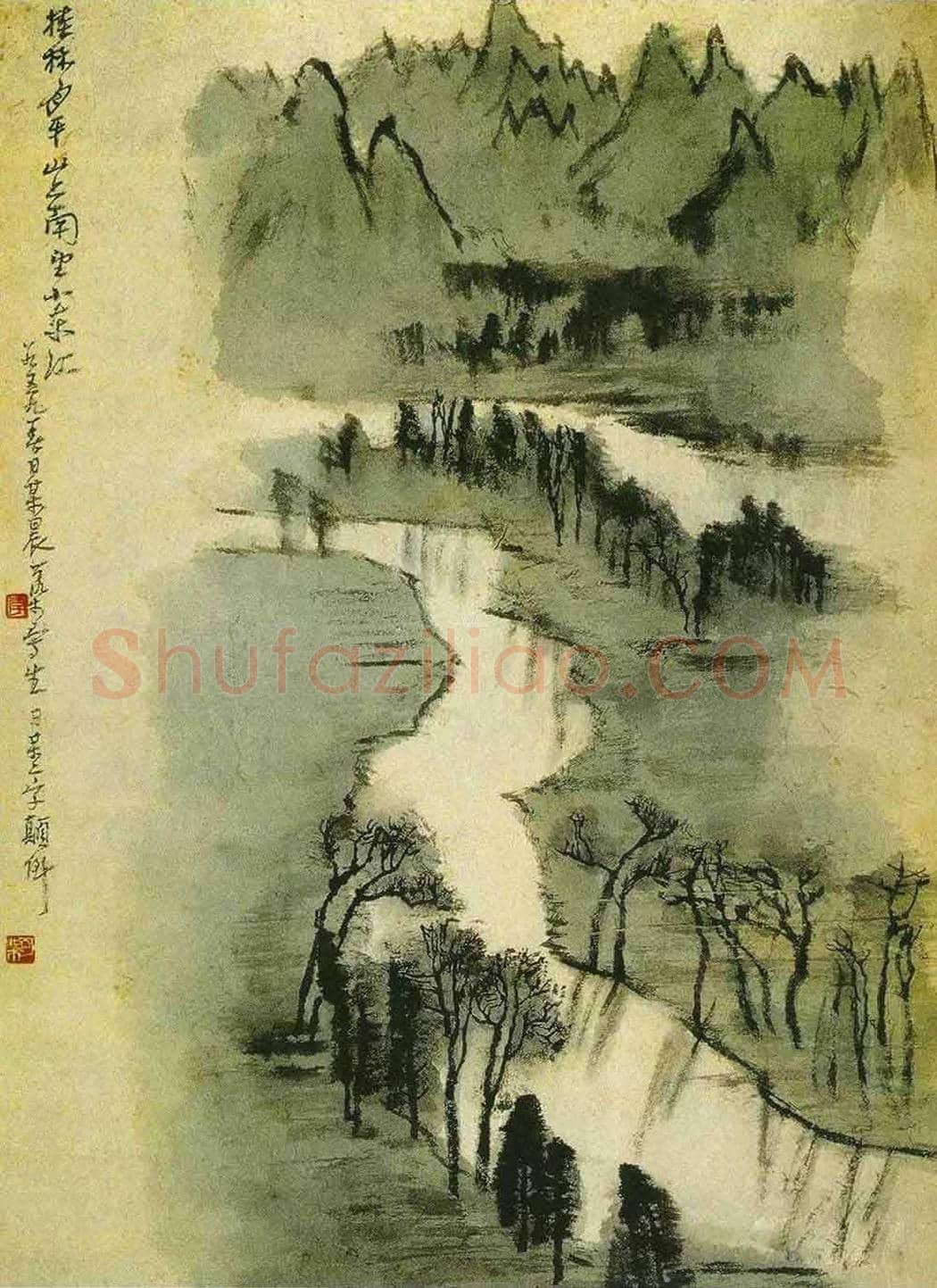 李可染作品,文革时期的青绿山水 | 国画图片