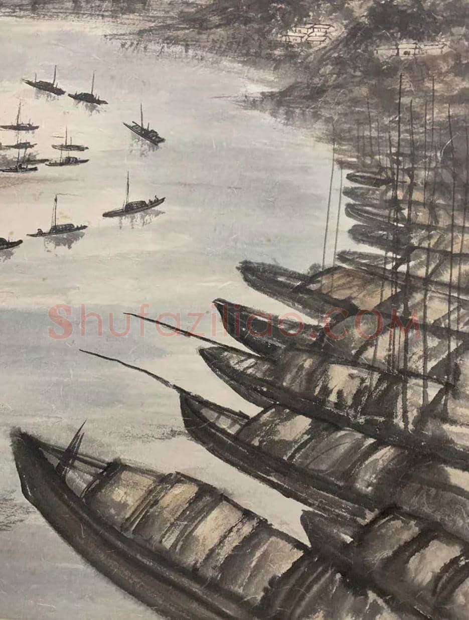 傅抱石山水画《蜀江图》,书画双绝 | 国画作品