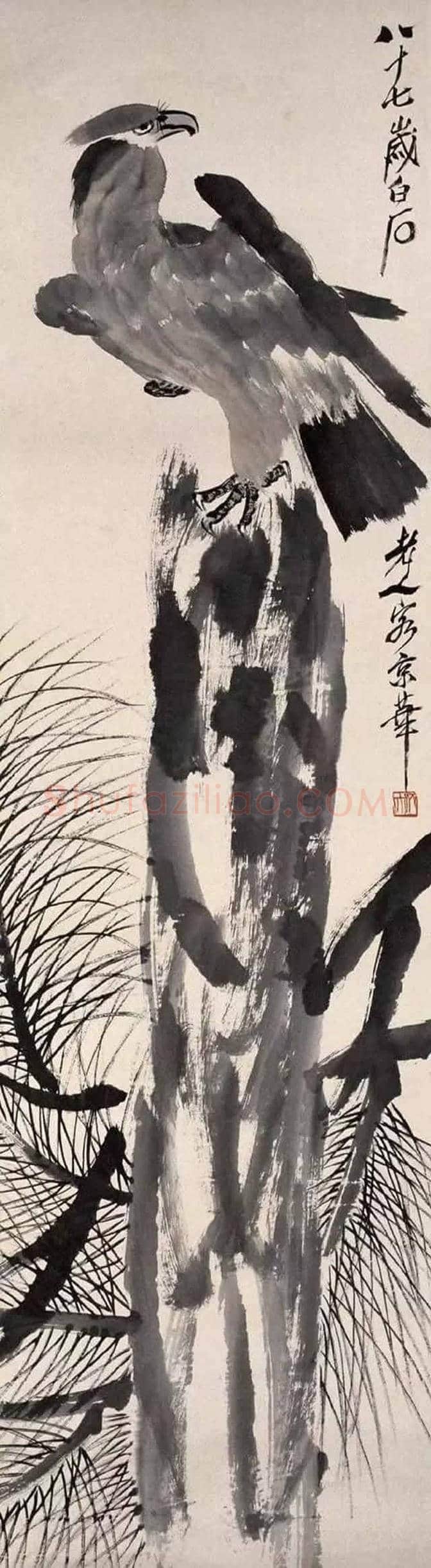 齐白石、李苦禅师徒二人画鹰，各有千秋！ | 书画资料