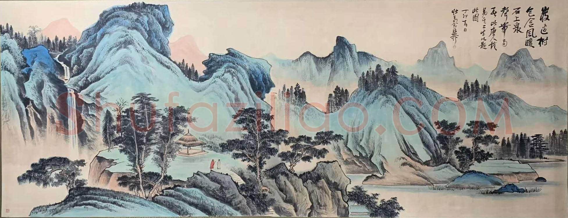 谢稚柳丈二巨制《岩树石泉图》，豪迈雄奇！ | 国画图片