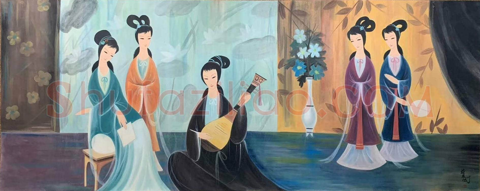 林风眠丈二钜制《五美图》，堪称镇馆之宝！ | 国画作品