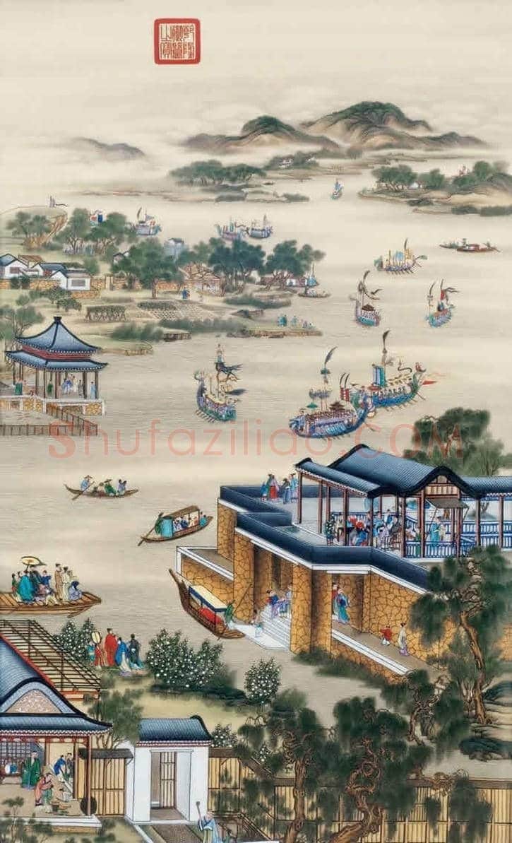 郎世宁《雍正十二月圆明园行乐图》【亿元精品】 | 书画百科
