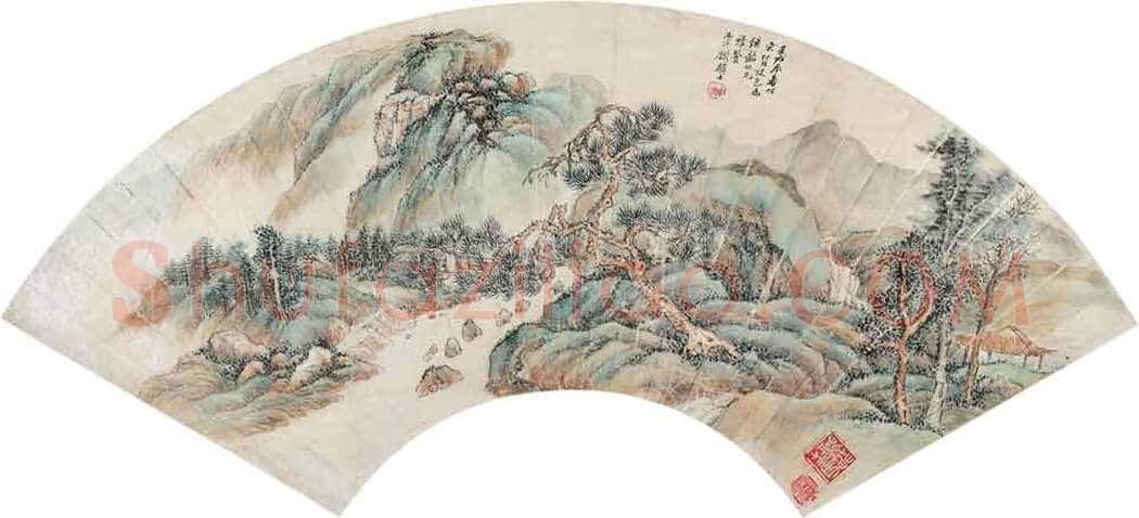 清末名家顾麟士山水扇面作品 | 国画欣赏