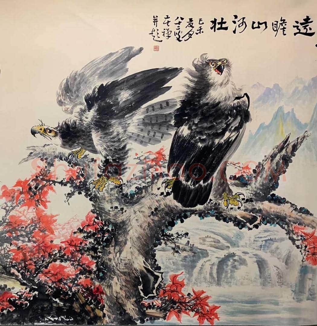 李苦禅丈二《远瞻山河壮》，堪为神来之笔 | 国画赏析