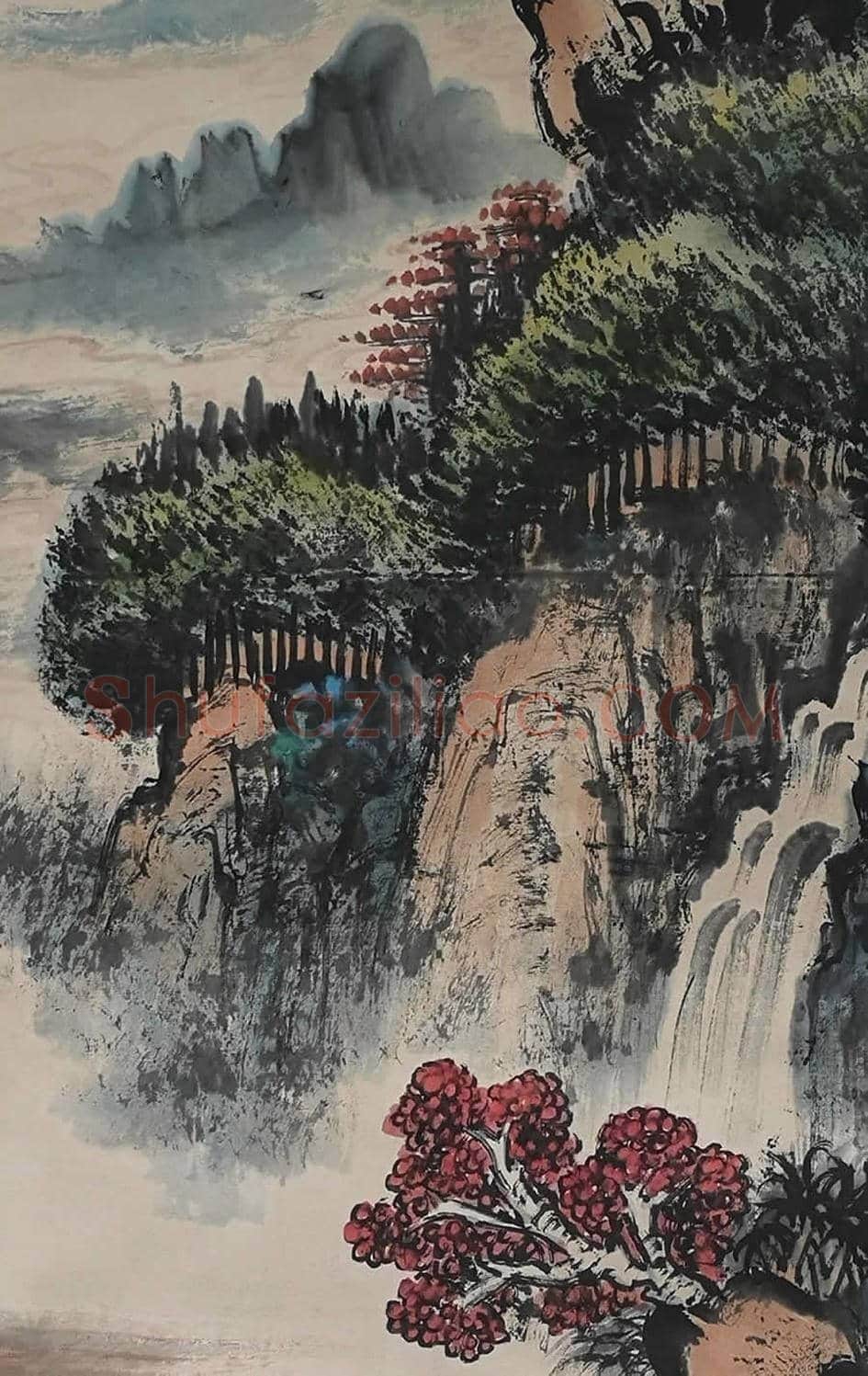 关山月国画《漓江渔筏》,典型的关家山水! | 国画鉴赏