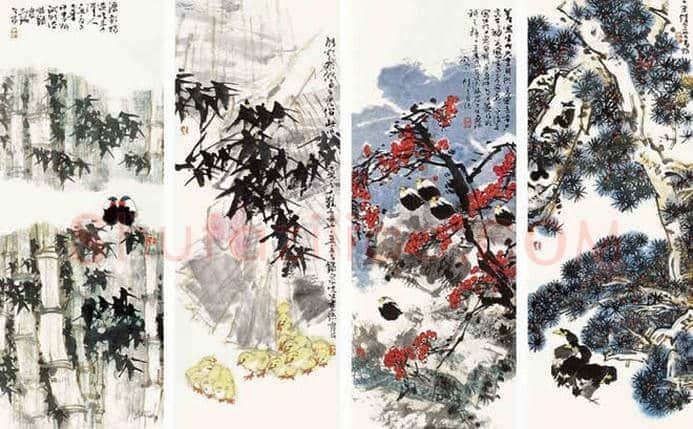 王雪涛等《花鸟四条屏》作品欣赏 | 书画资料
