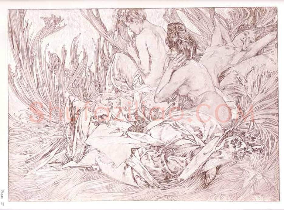 穆夏素描作品欣赏 | 书画文摘