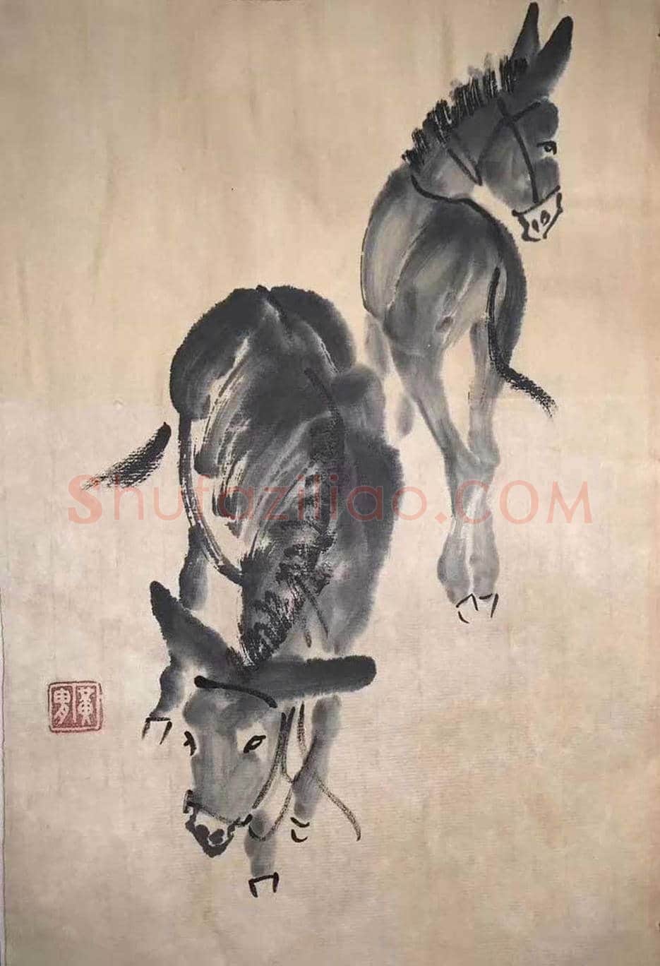 黄胄《双驴图》十开册页,经典力作 | 国画图片