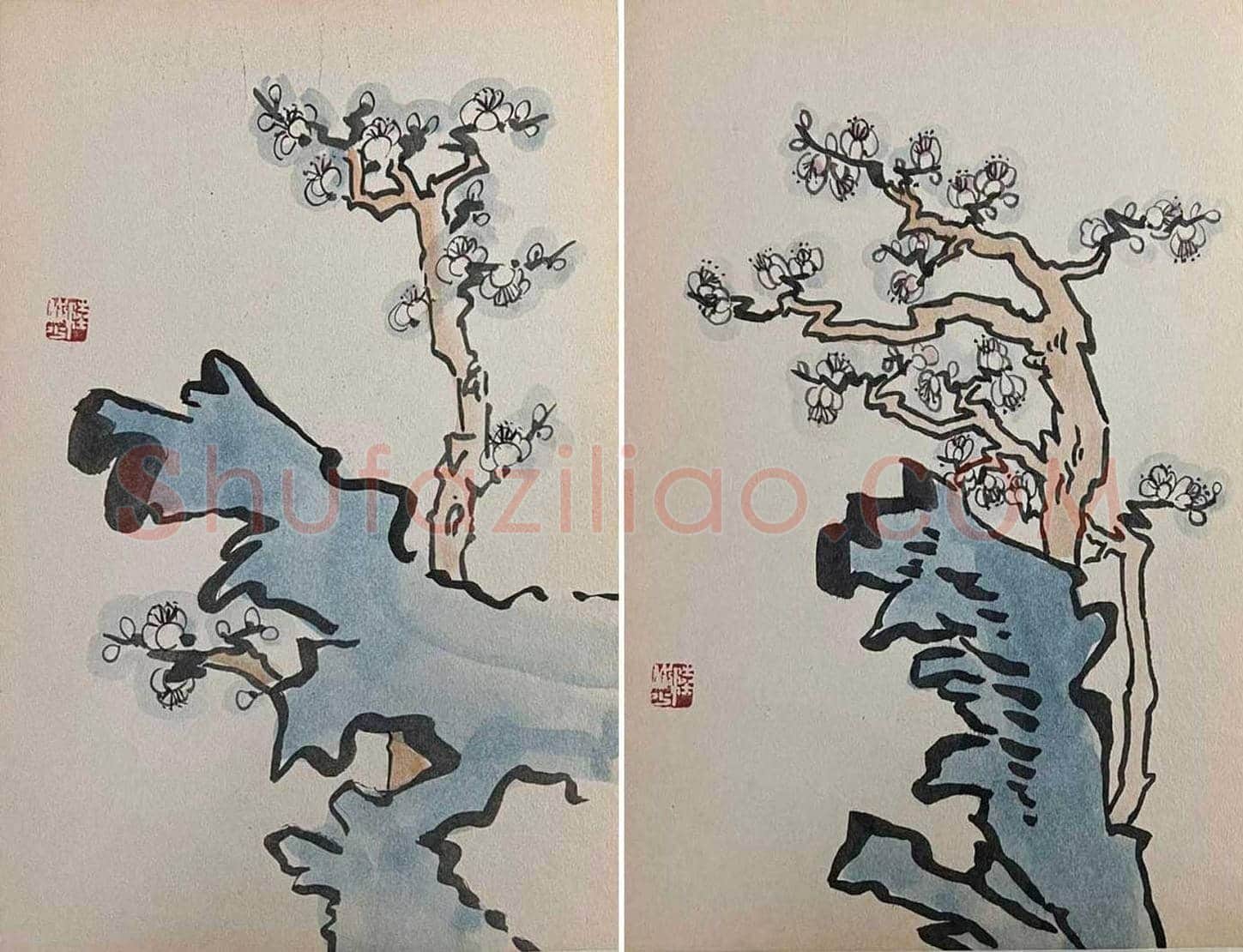 梅香四溢——陆俨少《梅石图》册页 | 国画鉴赏