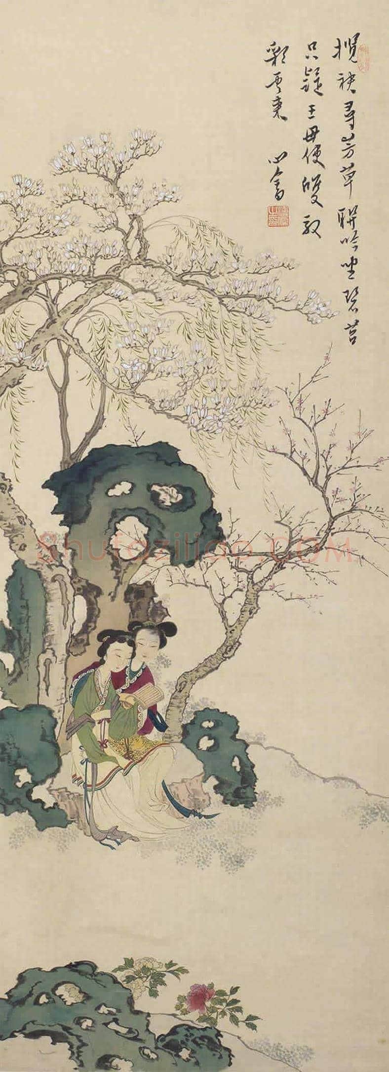溥儒国画作品《双美图 》，仕女画中的精品 | 国画作品