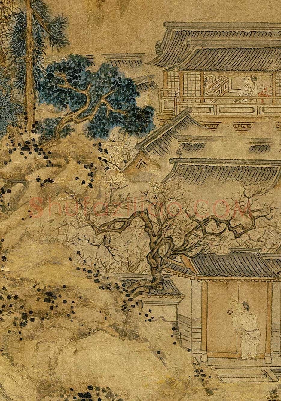 文徵明《山庄客至图》图赏 | 著名国画图片