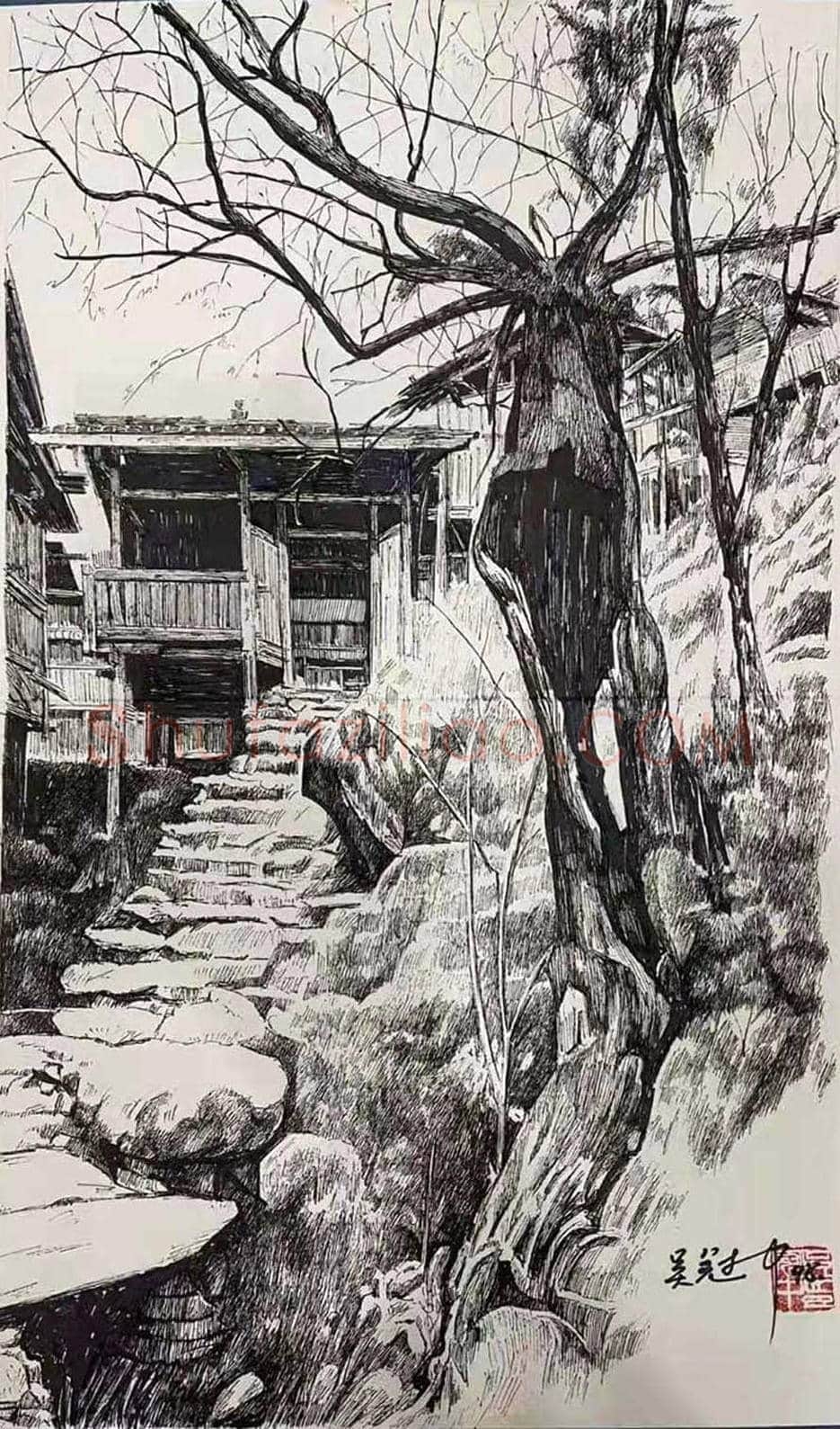 吴冠中钢笔速写图集，精罕之作！ | 国画作品