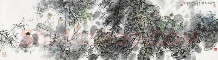 王明明山水人物《幽谷清逸图》,方寸间的诗情画意 | 国画图片