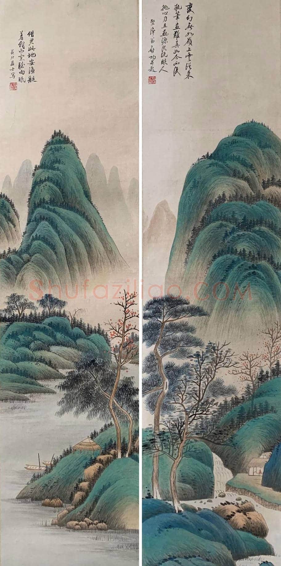 启功巨制《青绿山水八屏》，珍藏首选 | 国画欣赏