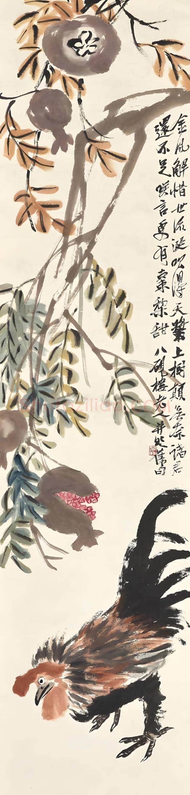 齐白石画笔下的石榴，代表家族兴旺 | 书画学堂