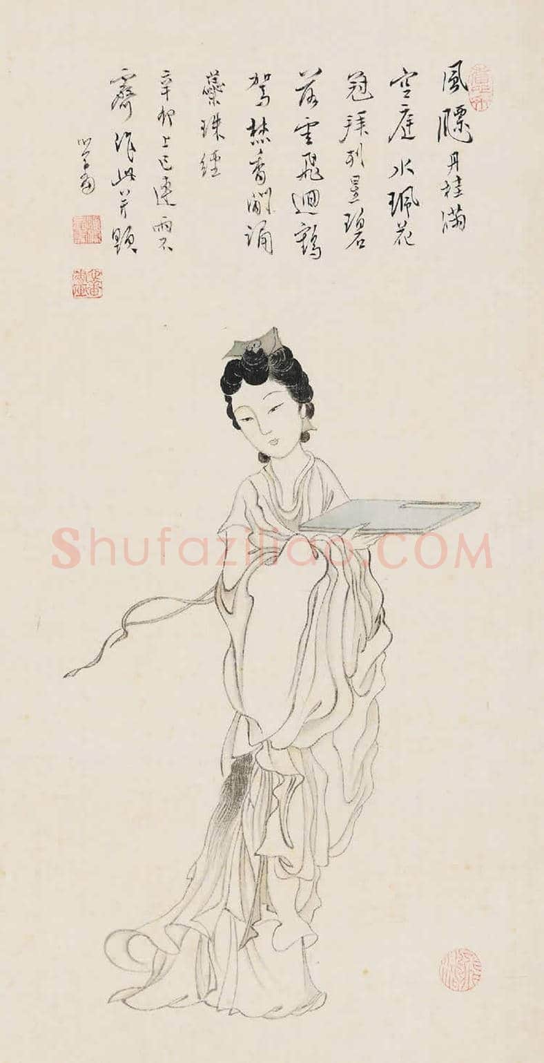 溥儒国画作品《双美图 》，仕女画中的精品 | 国画作品