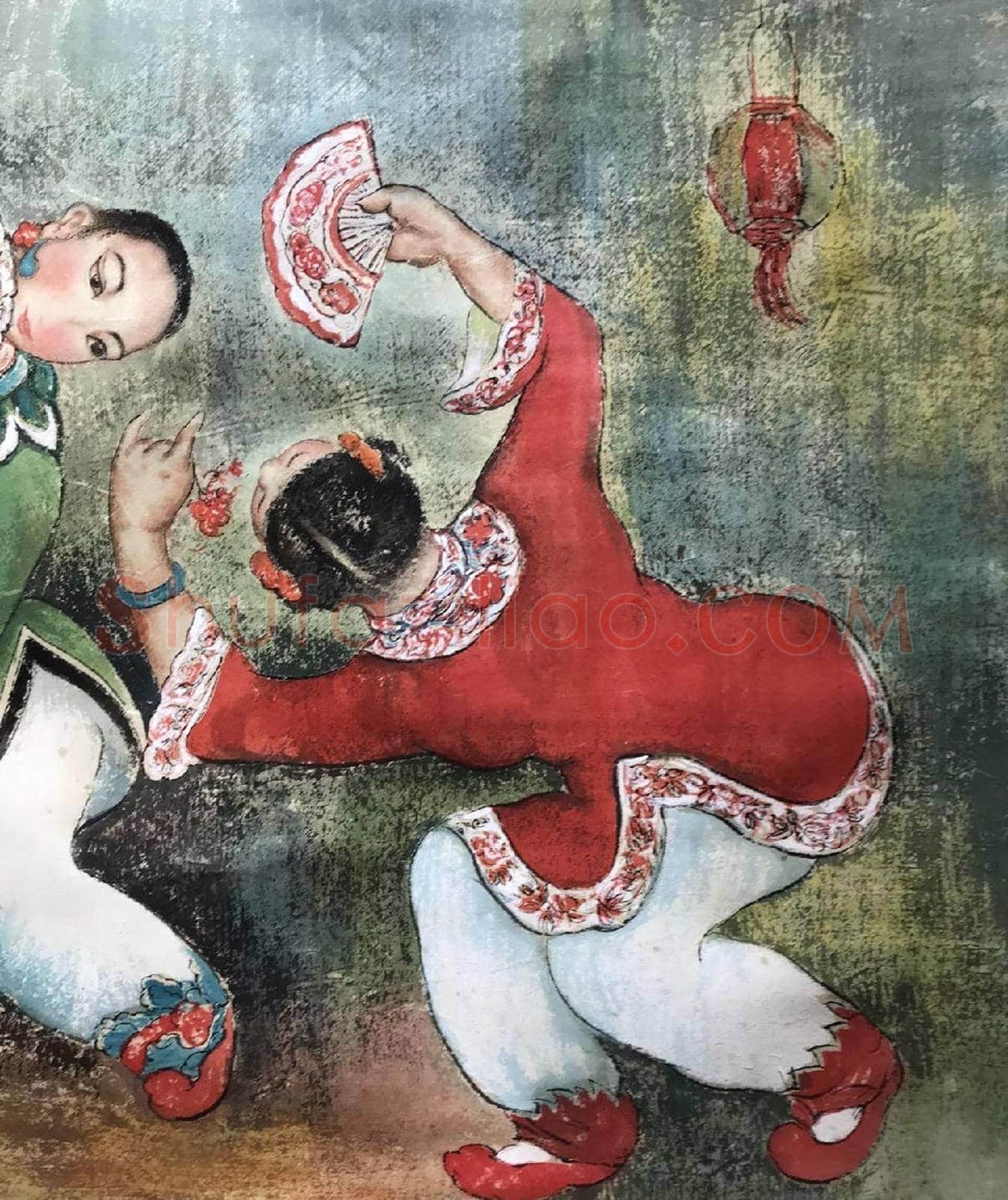 名人佳作——潘玉良《双人扇舞》 | 国画作品