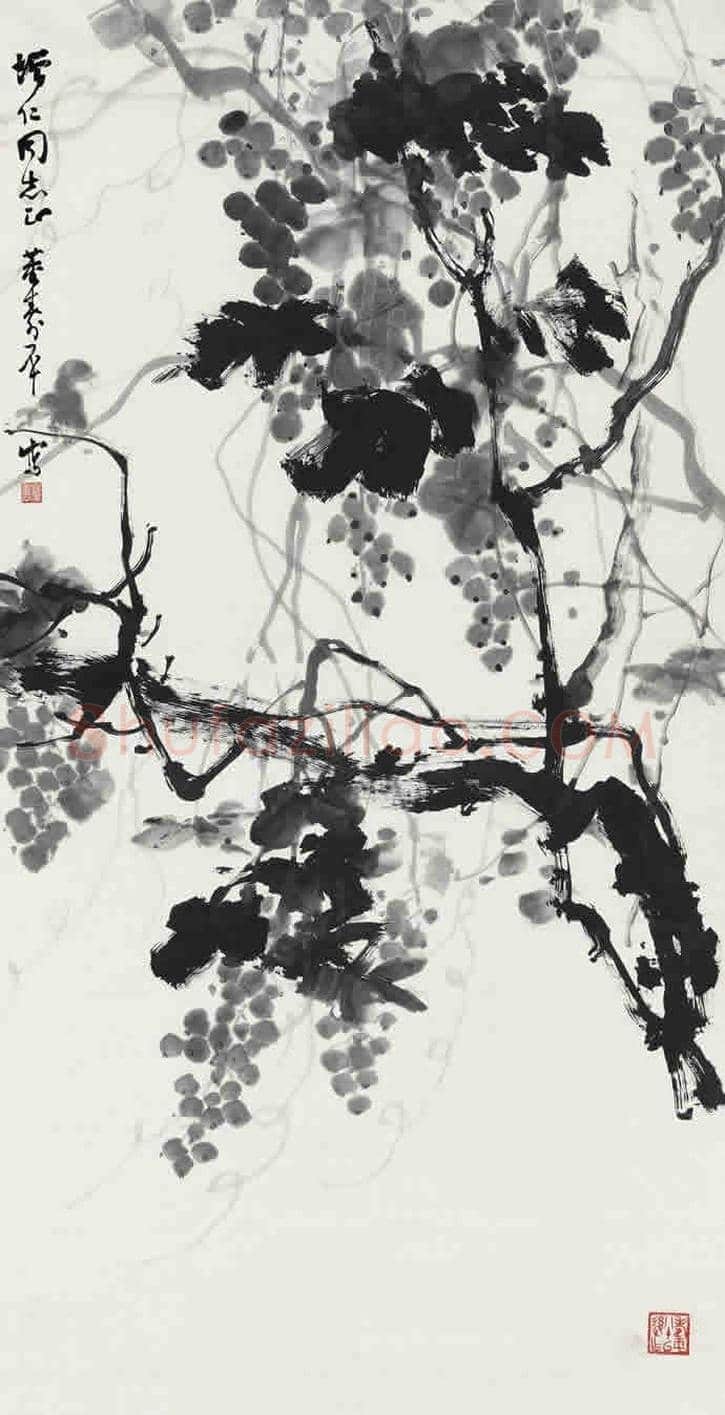 大师董寿平笔下的水墨葡萄欣赏 | 书画学堂