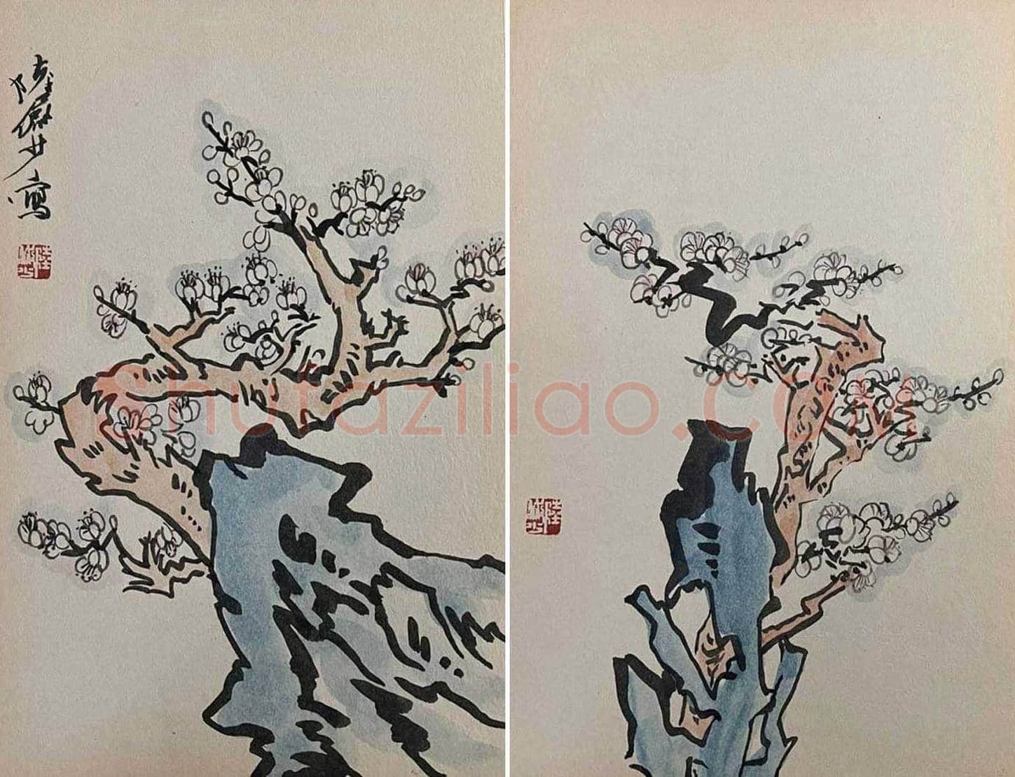 梅香四溢——陆俨少《梅石图》册页 | 国画鉴赏