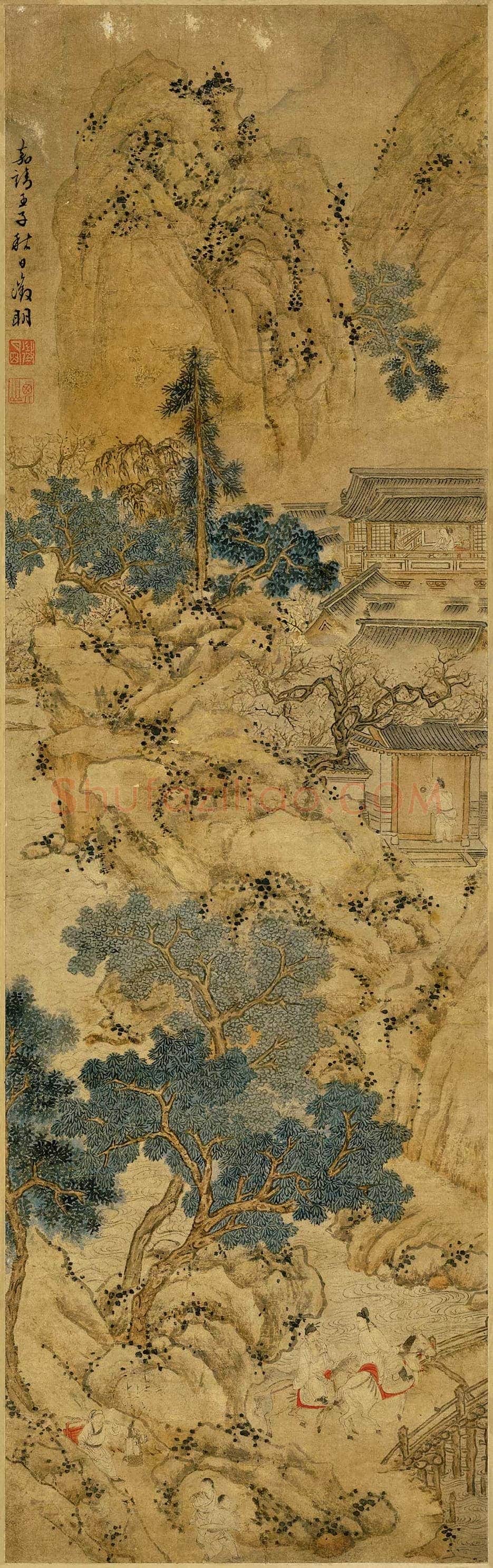 文徵明《山庄客至图》图赏 | 著名国画图片