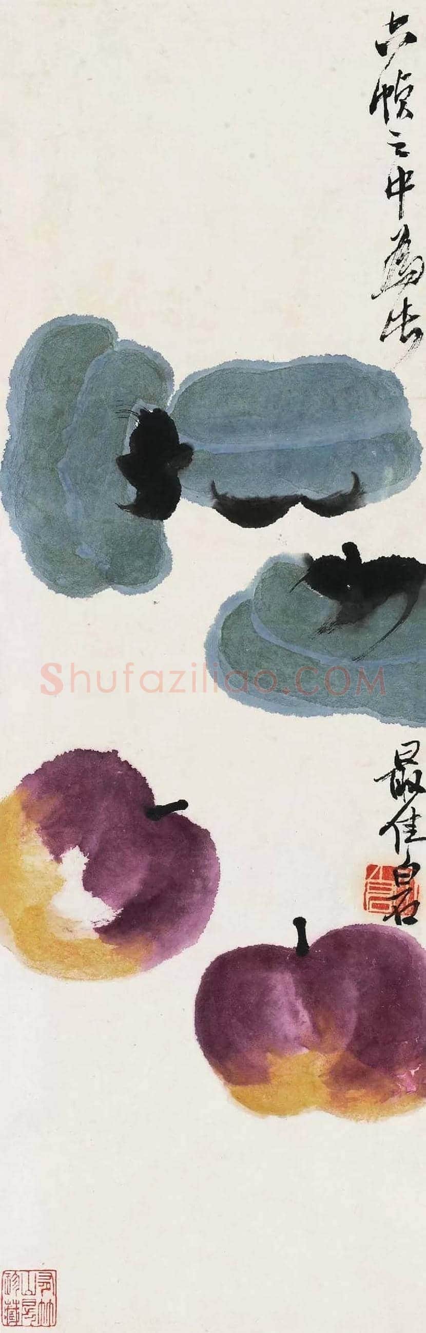 齐白石《事事如意》两位名家题跋,仅此一幅! | 国画图片