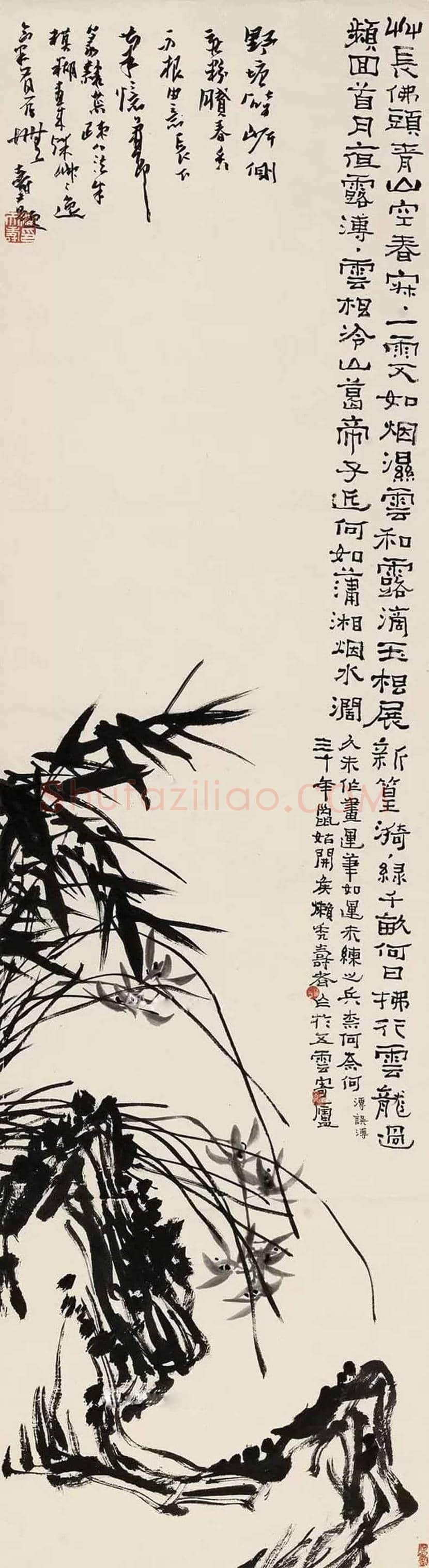 潘天寿不同年代笔下的兰花 | 书画学堂