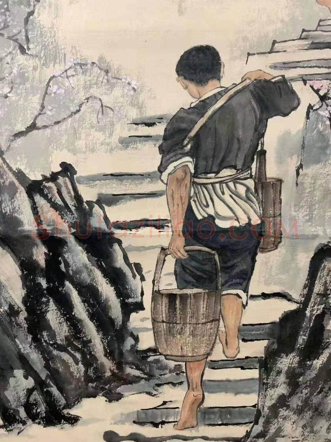 徐悲鸿传世名作《巴人汲水图》， 绝世珍品 | 国画赏析