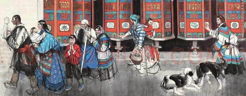 画僧史国良作品《叩拜》,具有一种浓郁的西藏情结 | 国画赏析