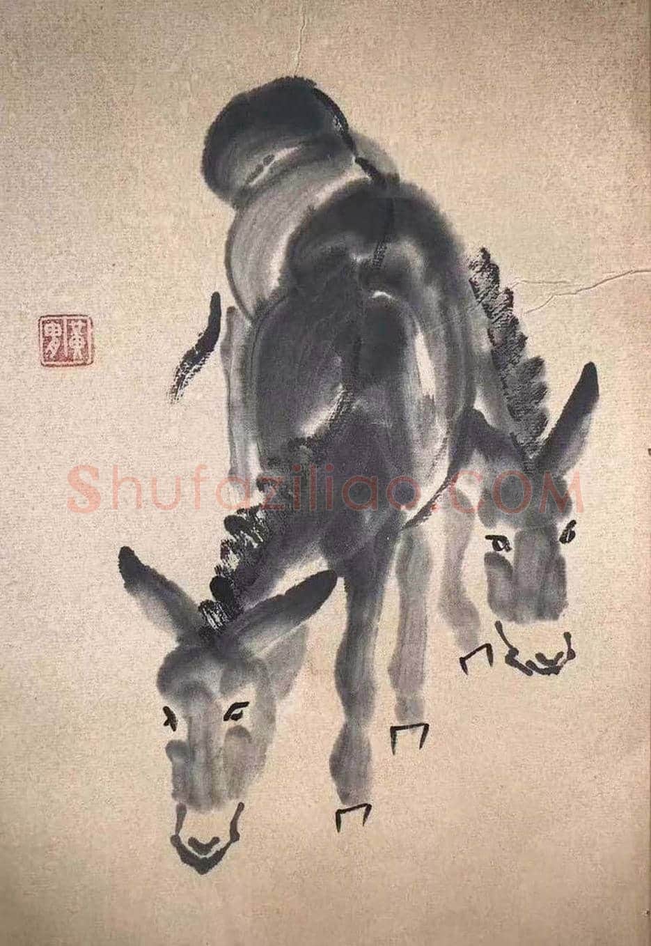 黄胄《双驴图》十开册页,经典力作 | 国画图片