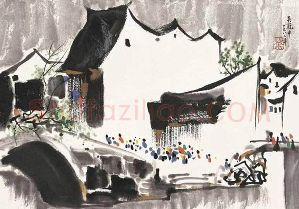 吴冠中《甪直古镇》，剪不断的水乡情怀 | 国画图片