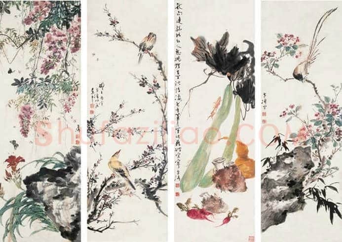 王雪涛等《花鸟四条屏》作品欣赏 | 书画资料