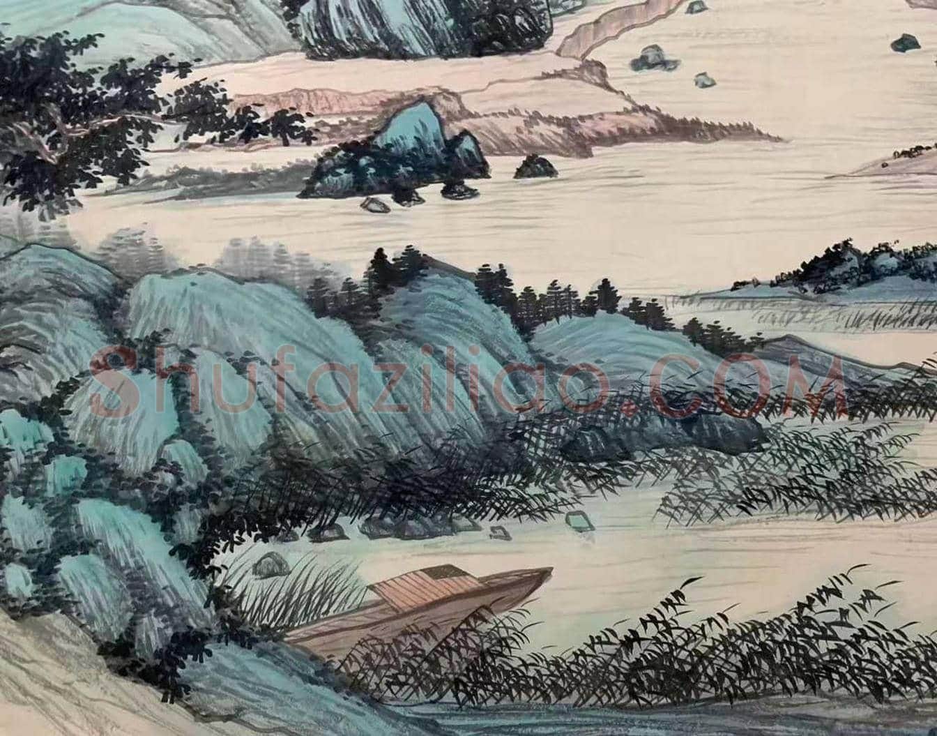 启功山水画《溪山渔隐图》,丈二巨制 | 国画图片