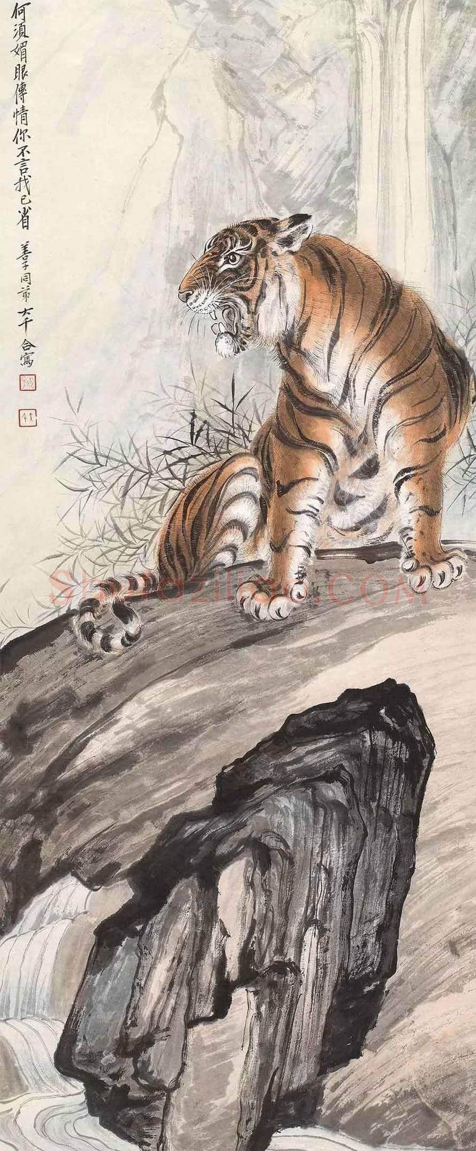 张善孖画虎作品欣赏及拍卖价格 | 书画百科