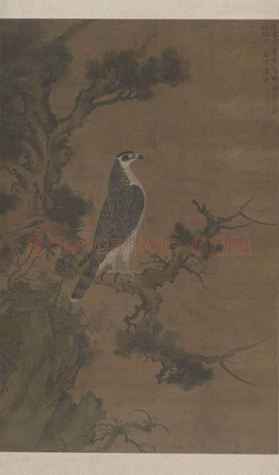 雪界翁张师夔鹰桧图轴欣赏 | 著名国画鉴赏