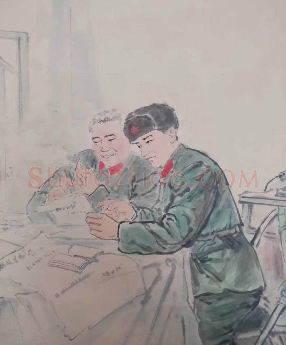 方增先人物画《正副书记》，经典佳作 | 国画图片