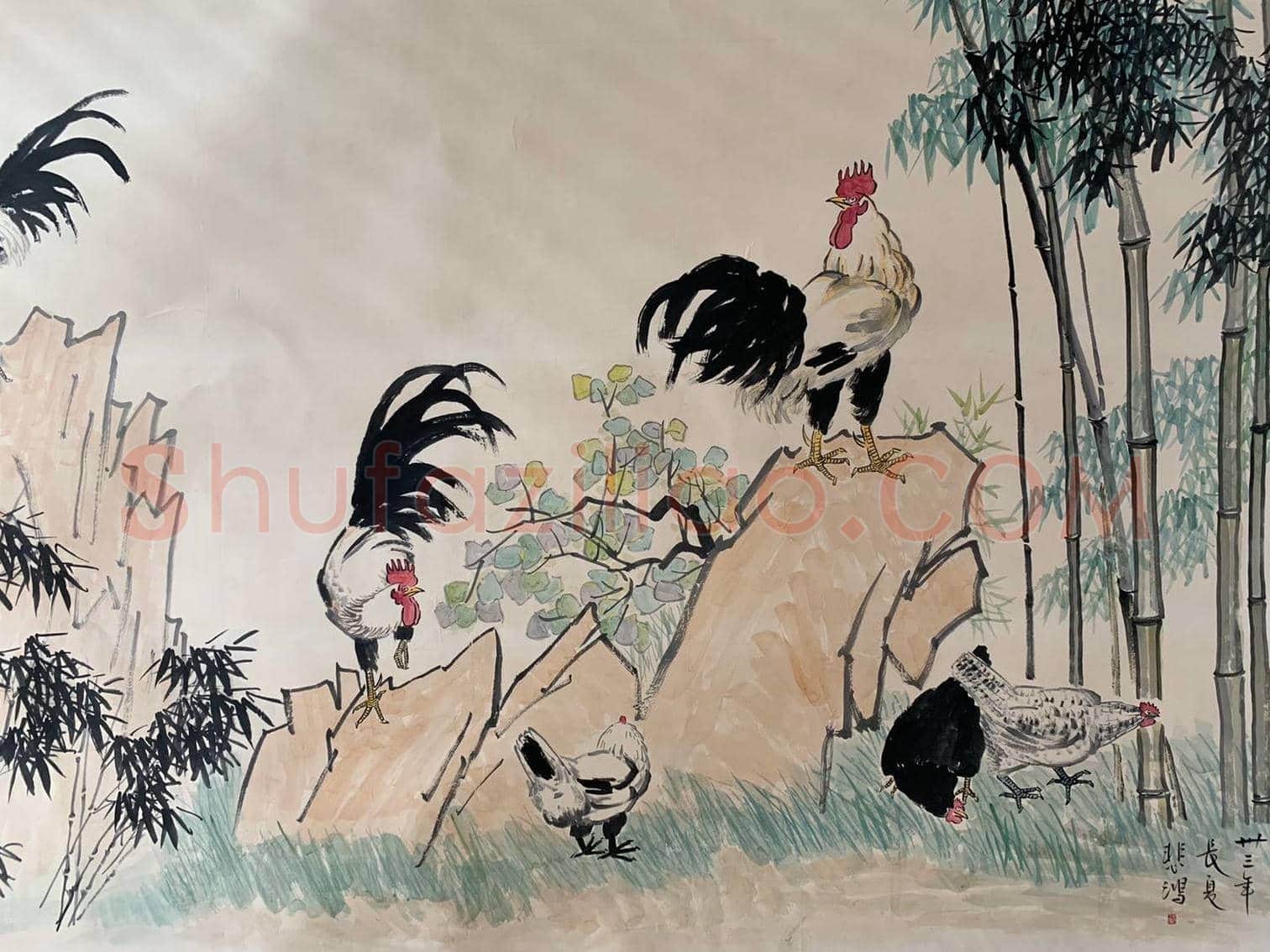 徐悲鸿丈六《大吉图》,其花鸟画领军之作! | 国画作品