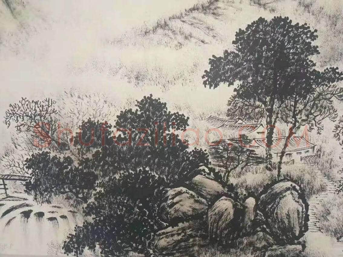 张仃焦墨山水《雪山泉有声》，晚年逸品佳作 | 国画鉴赏