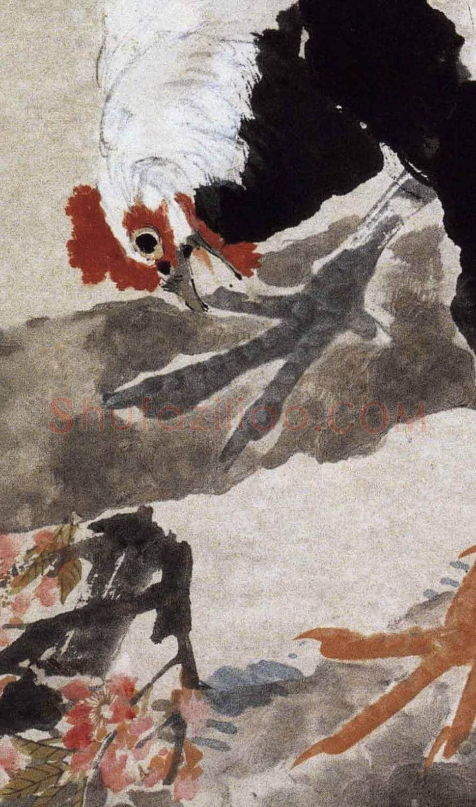 任伯年《桃花双鸡图》图赏 | 传世国画赏析