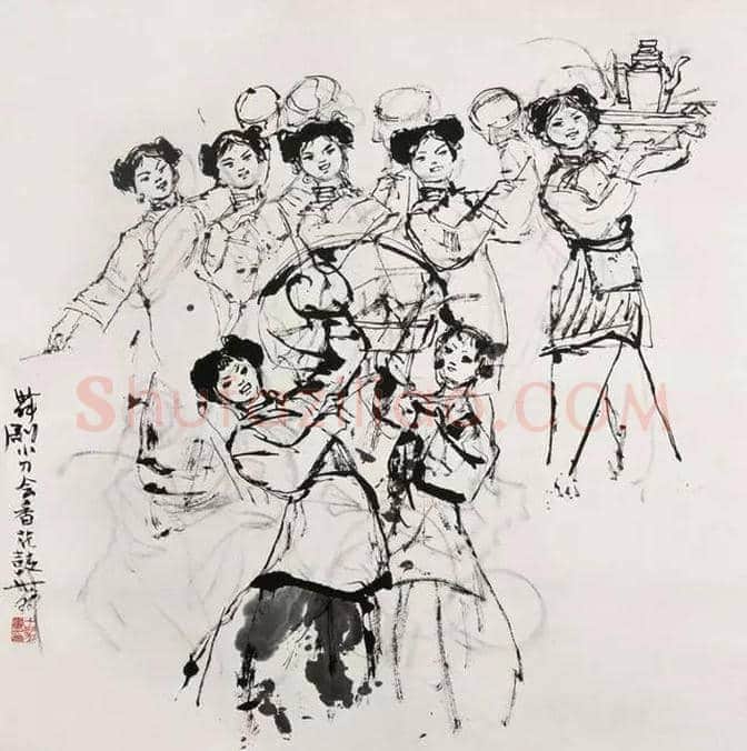 程十发人物,风景绘画手稿 | 书画文摘