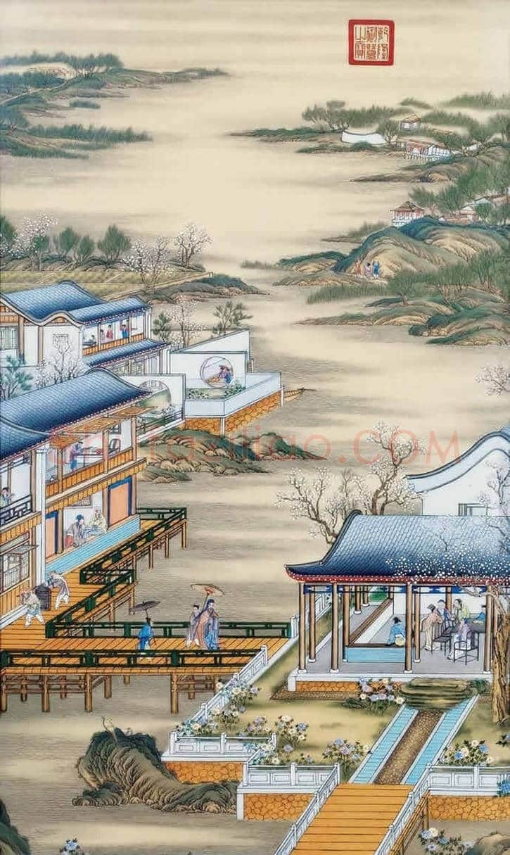 郎世宁《雍正十二月圆明园行乐图》【亿元精品】 | 书画百科