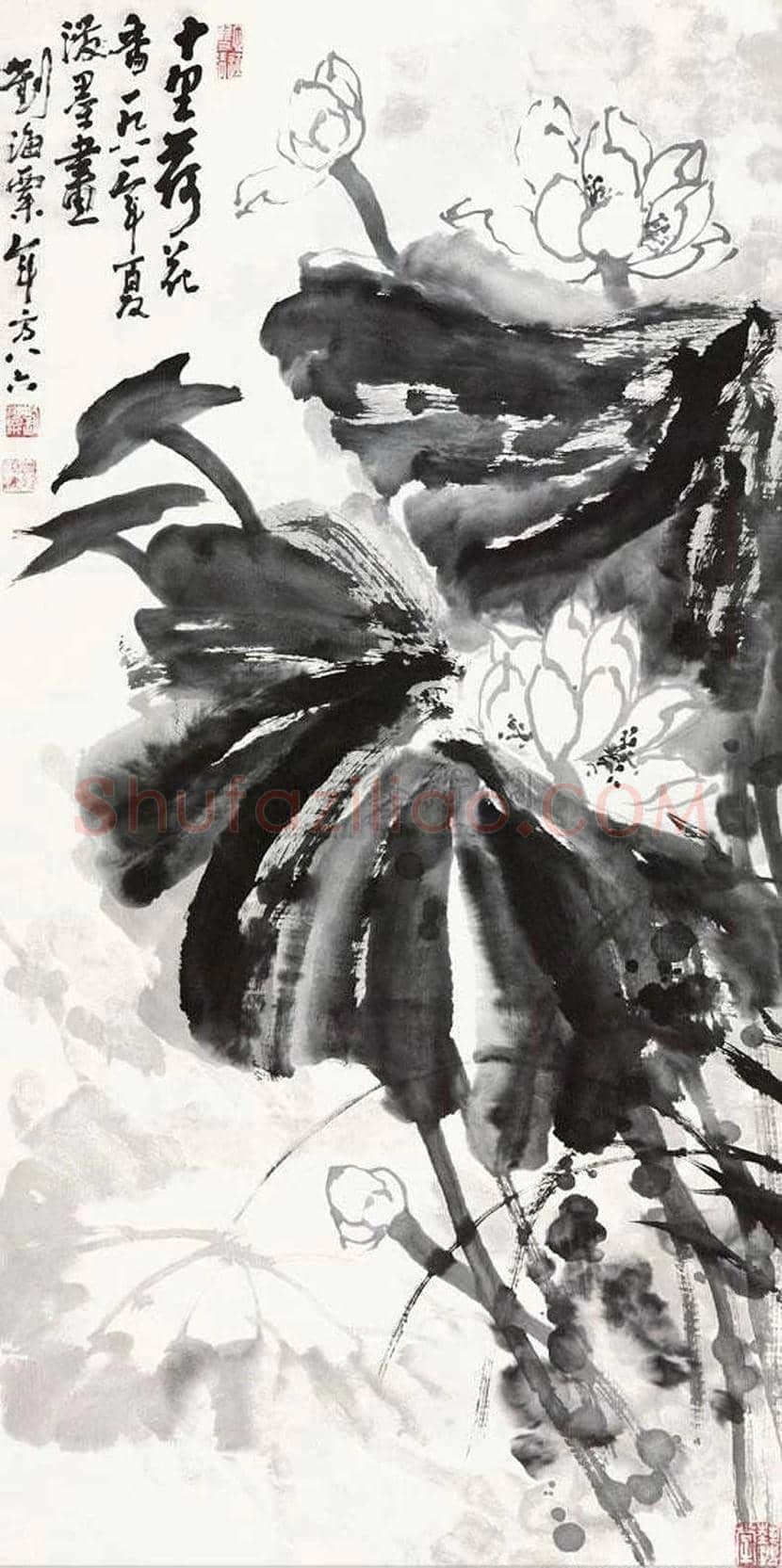 刘海粟荷花作品欣赏 | 著名国画欣赏