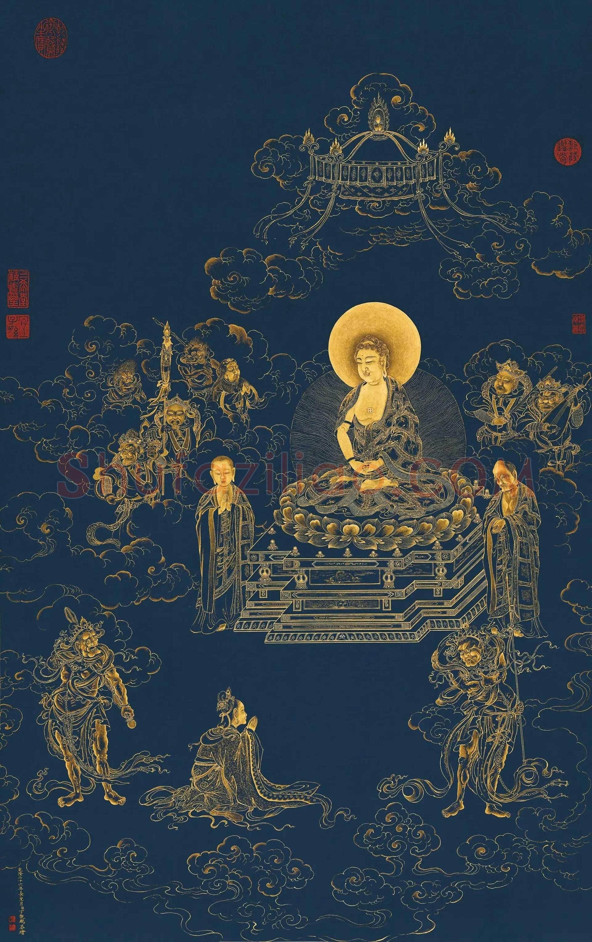 丁观鹏《无量寿佛图》欣赏 | 书画百科