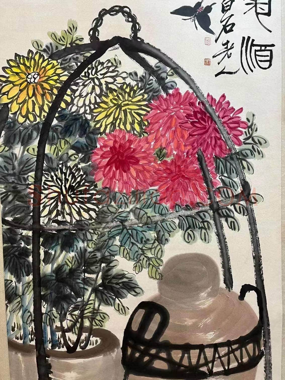 大写意的高峰——齐白石《菊酒图》 | 国画鉴赏
