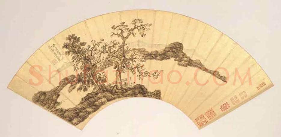 明代陈洪绶《林亭清话图》扇面赏析 | 传世国画赏析
