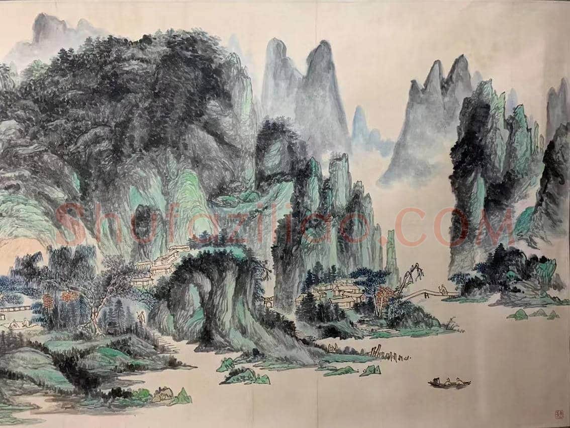 黄宾虹馆级巨献《镜湖山景图》,震撼登场！ | 国画图片