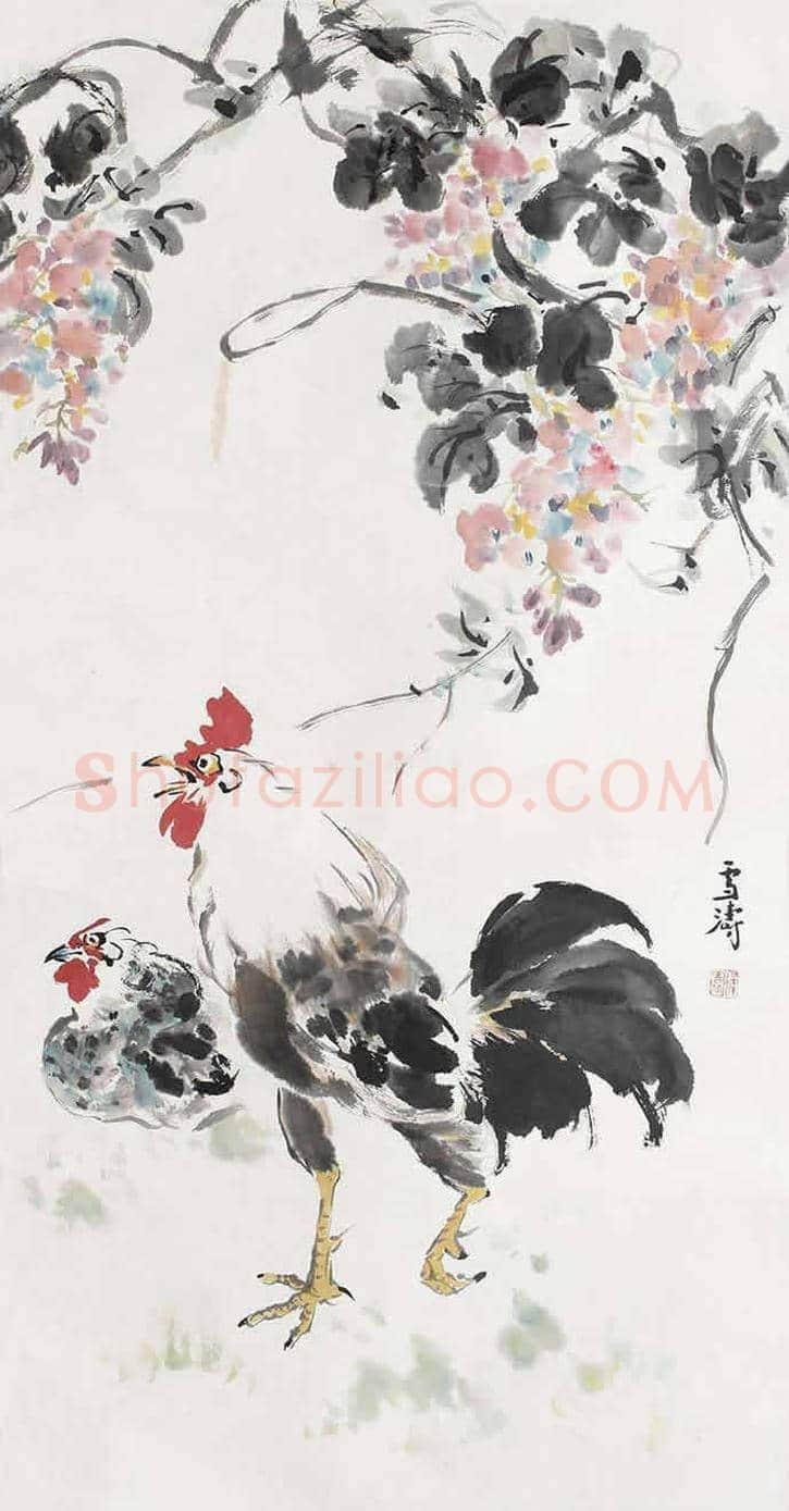 王雪涛画笔下的鸡,喜庆吉祥 | 书画百科